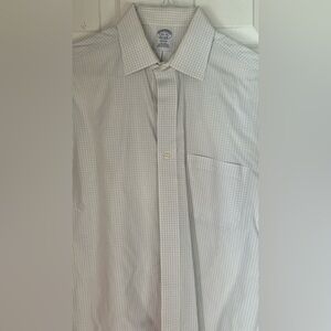 Brooks Brothers Regent Non-Iron shirt - White with Blue Grid, Size 15 1/2 - 32